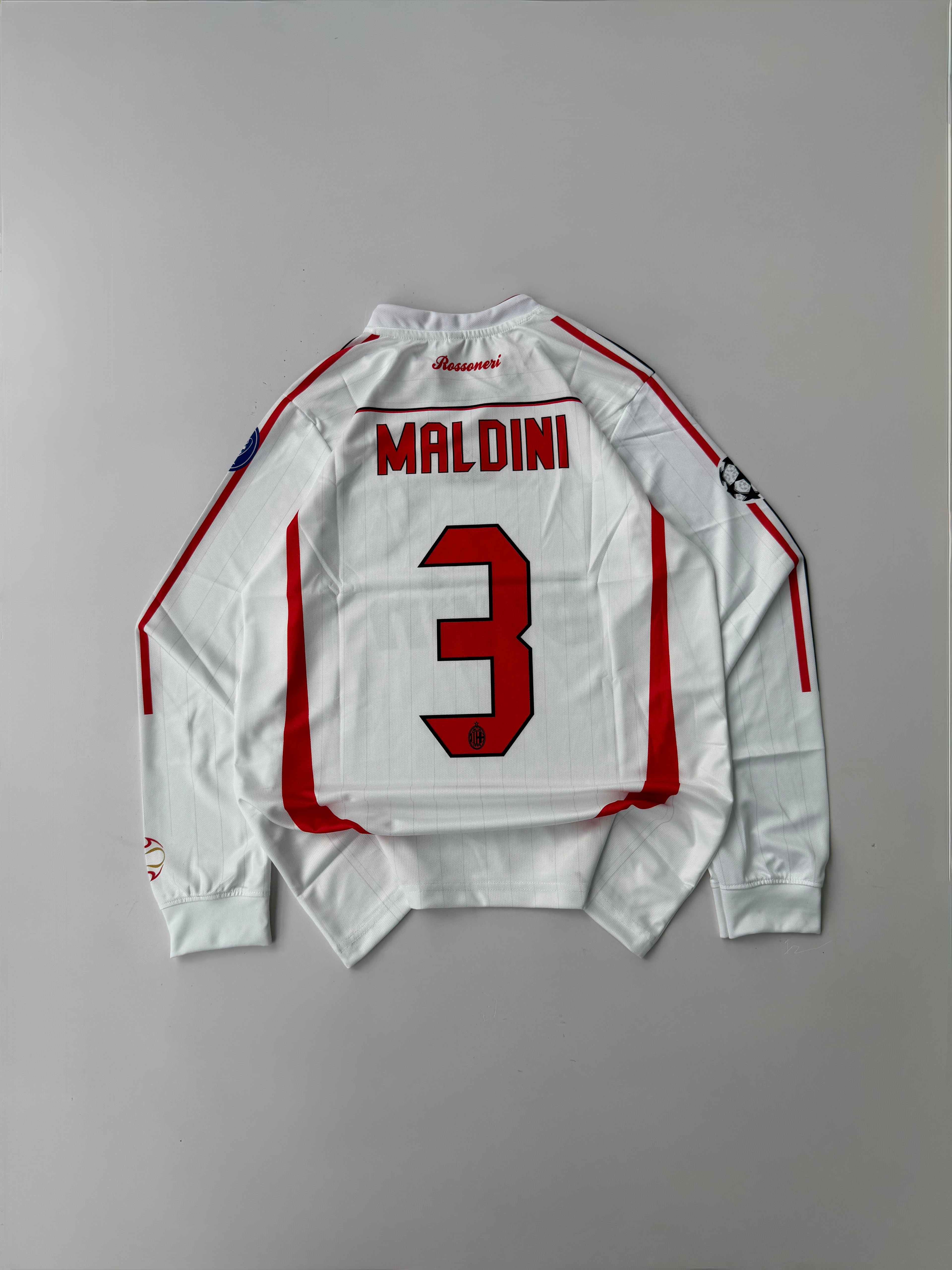 MALDINI 3 AC MILAN 2006/07 RETRO AWAY KIT EMBROIDERY FULL SLEEVE