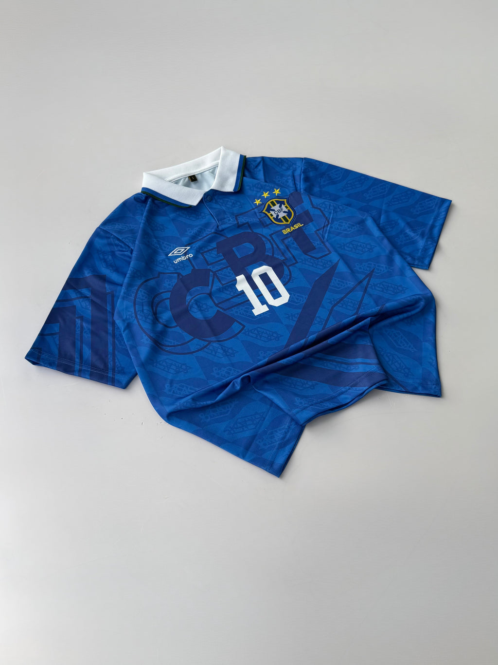 PELE 10 BRAZIL 1991-93 RETRO AWAY KIT FIVESLEEVE EMBROIDERY POLO KIT