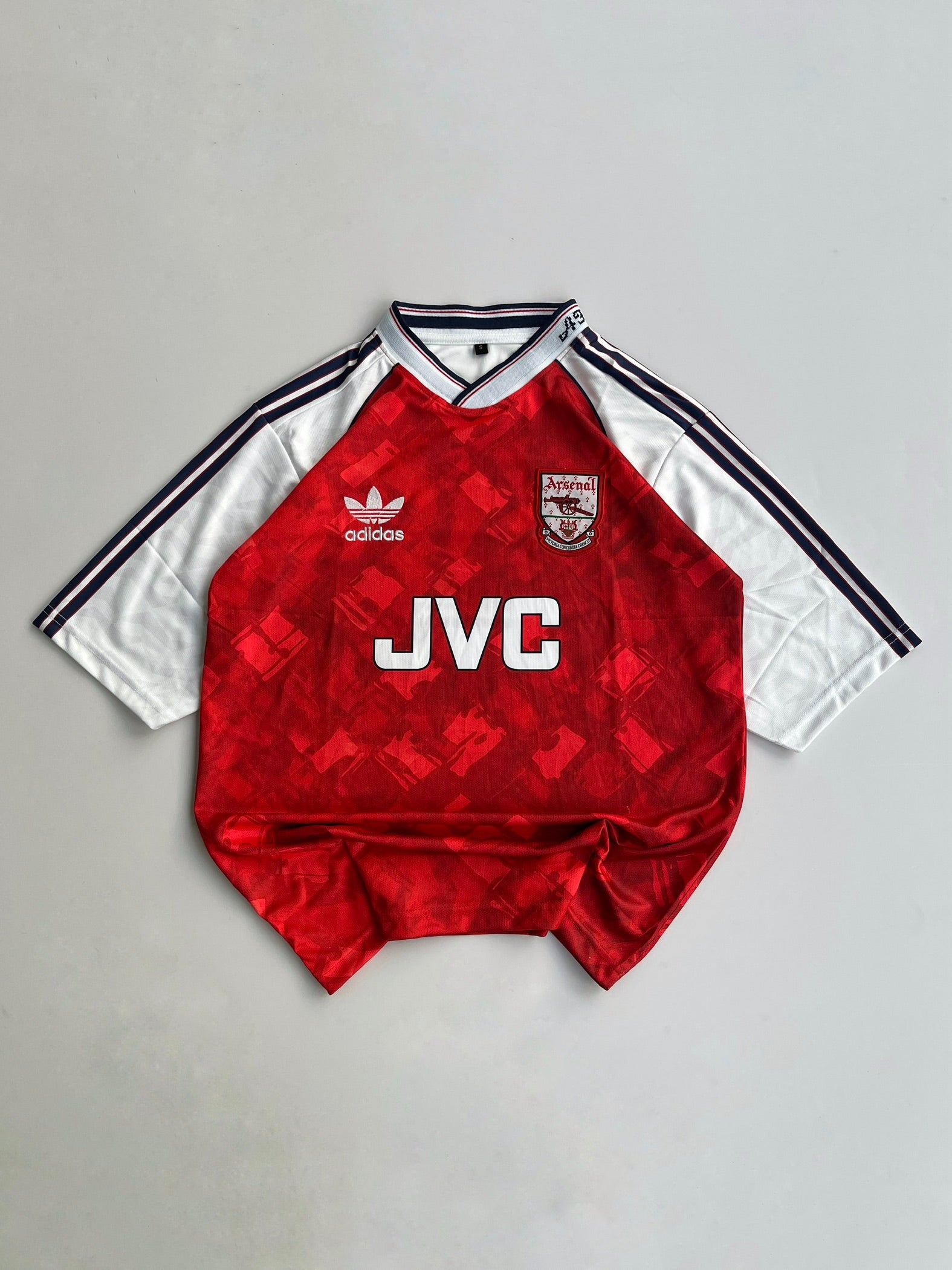 ADAMS 6 ARSENAL 1990/92 RETRO HOME KIT FIVE SLEEVE EMBROIDERY