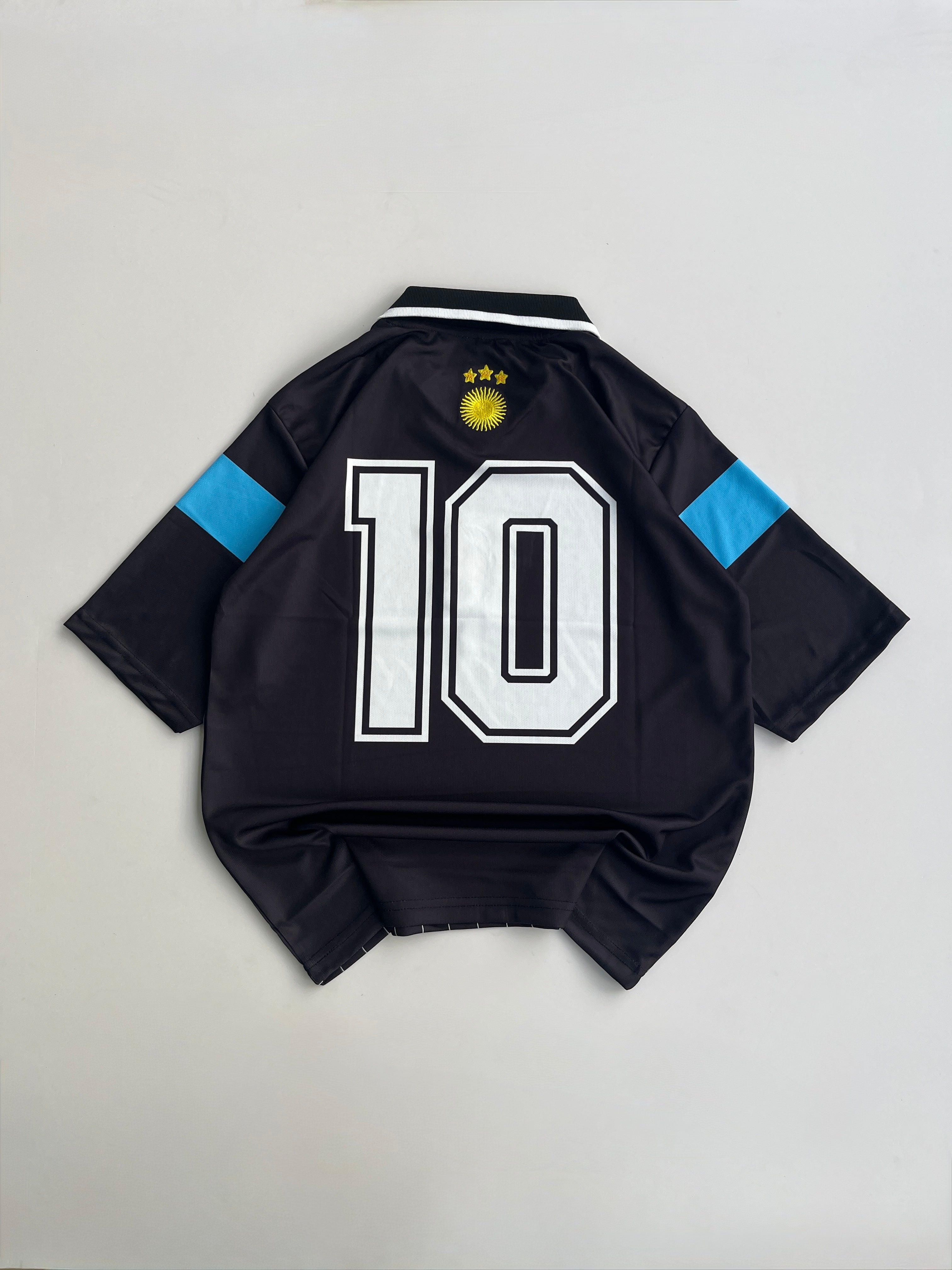 LIONEL MESSI BLACK “GOAT” SPECIAL EDITION JERSEY FIVE SLEEVE POLO EMBROIDERY