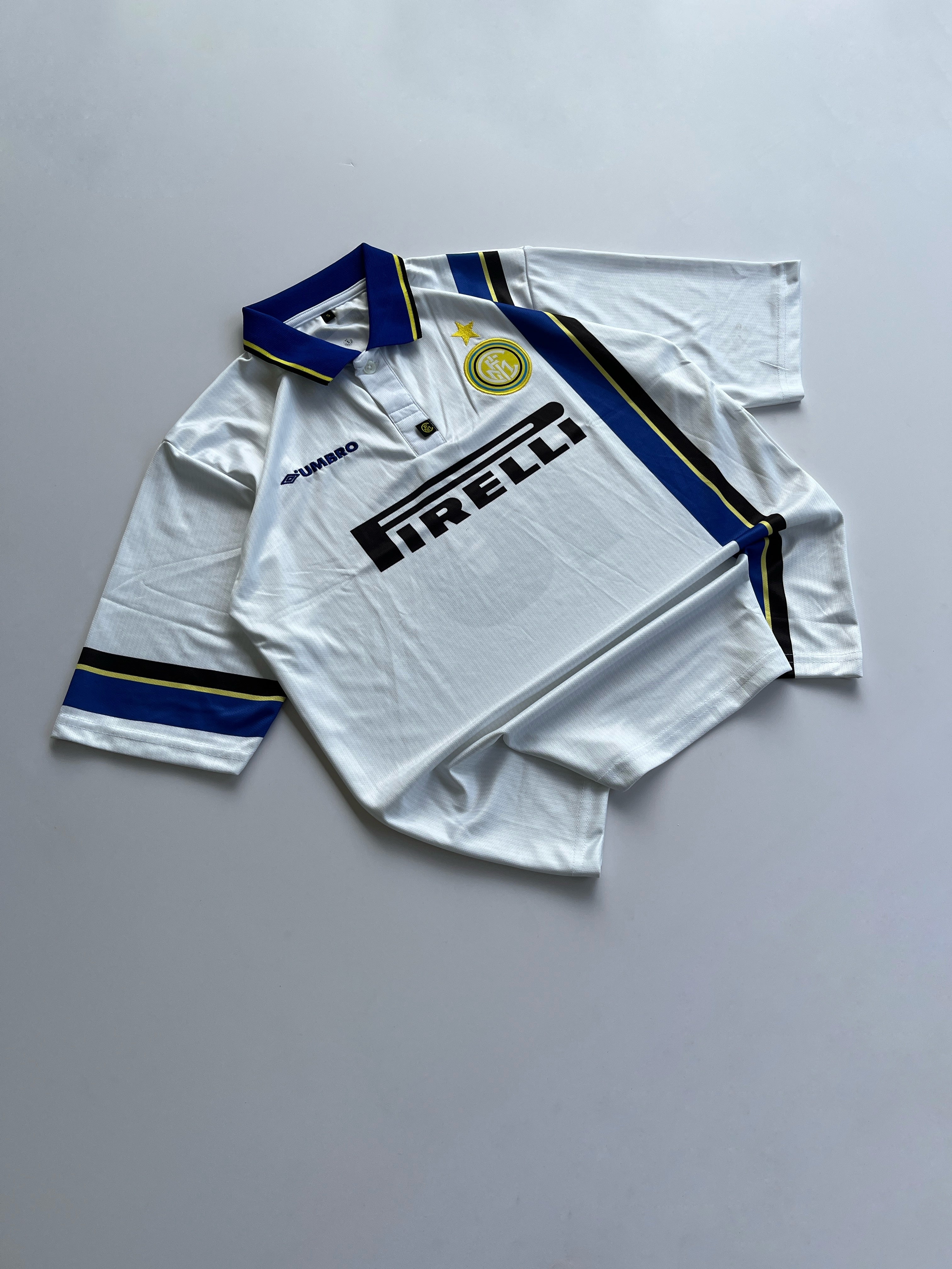 RONALDO 9 INTERMILAN 1997/98 AWAY RETRO KIT EMBROIDERY FIVE SLEEVE