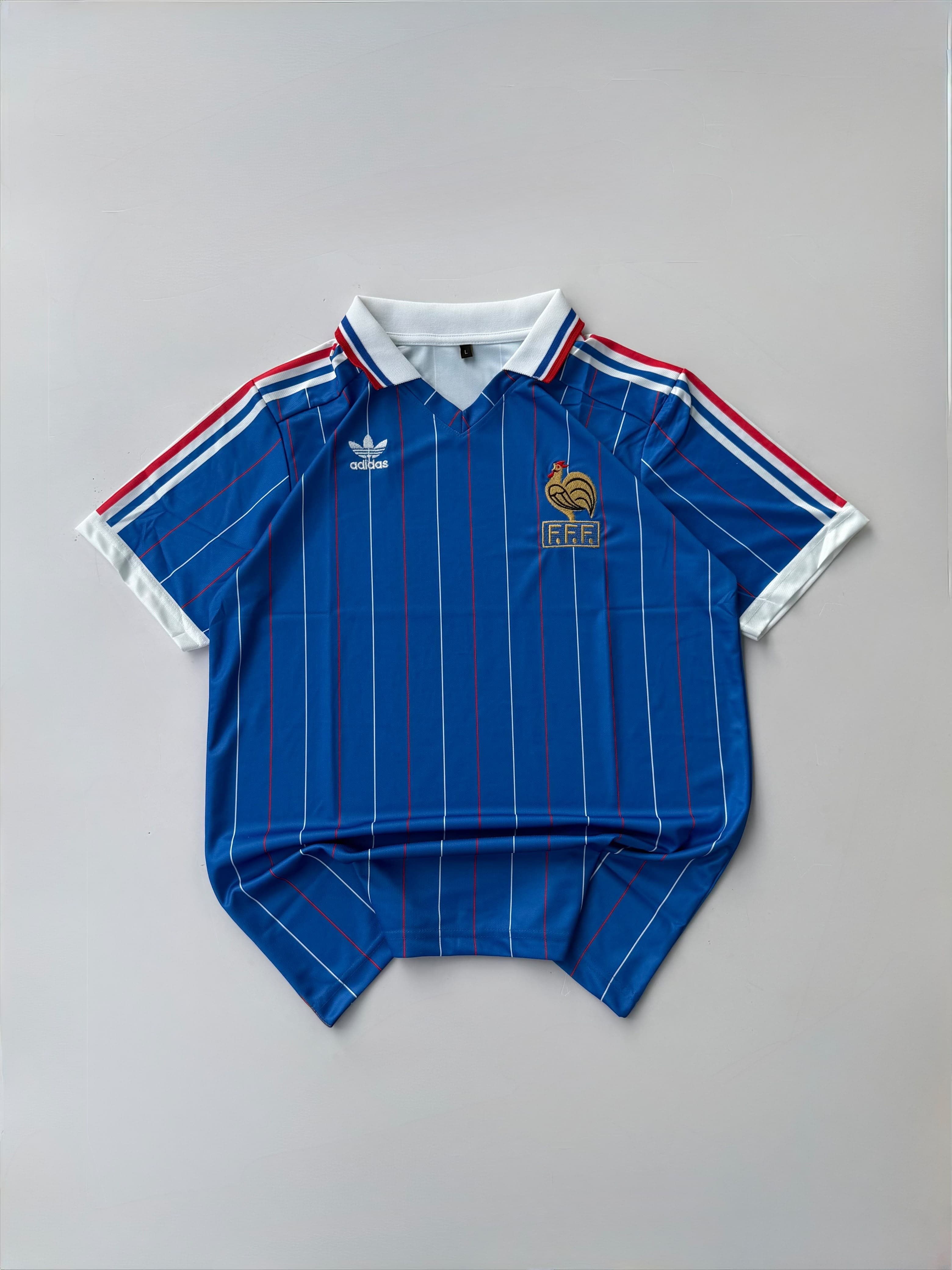 NO NAME FRANCE 1982 HOME KIT VINTAGE STYLE JERSEY POLO EMBROIDERY
