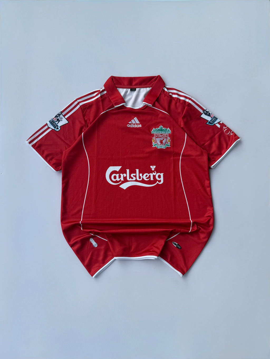 GERRARD 8 LIVERPOOL 2006/08 RETRO HOME KIT EMBROIDERY POLO