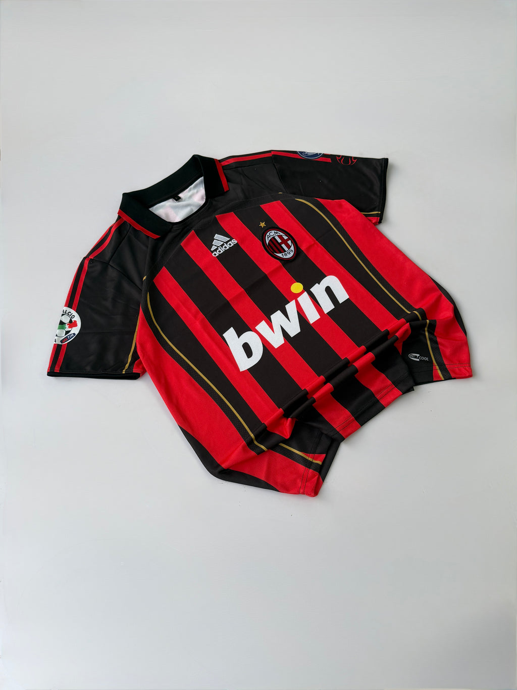 MALDINI 3 ACMILAN 2006/07 RETRO HOME KIT EMBROIDERY COLLER