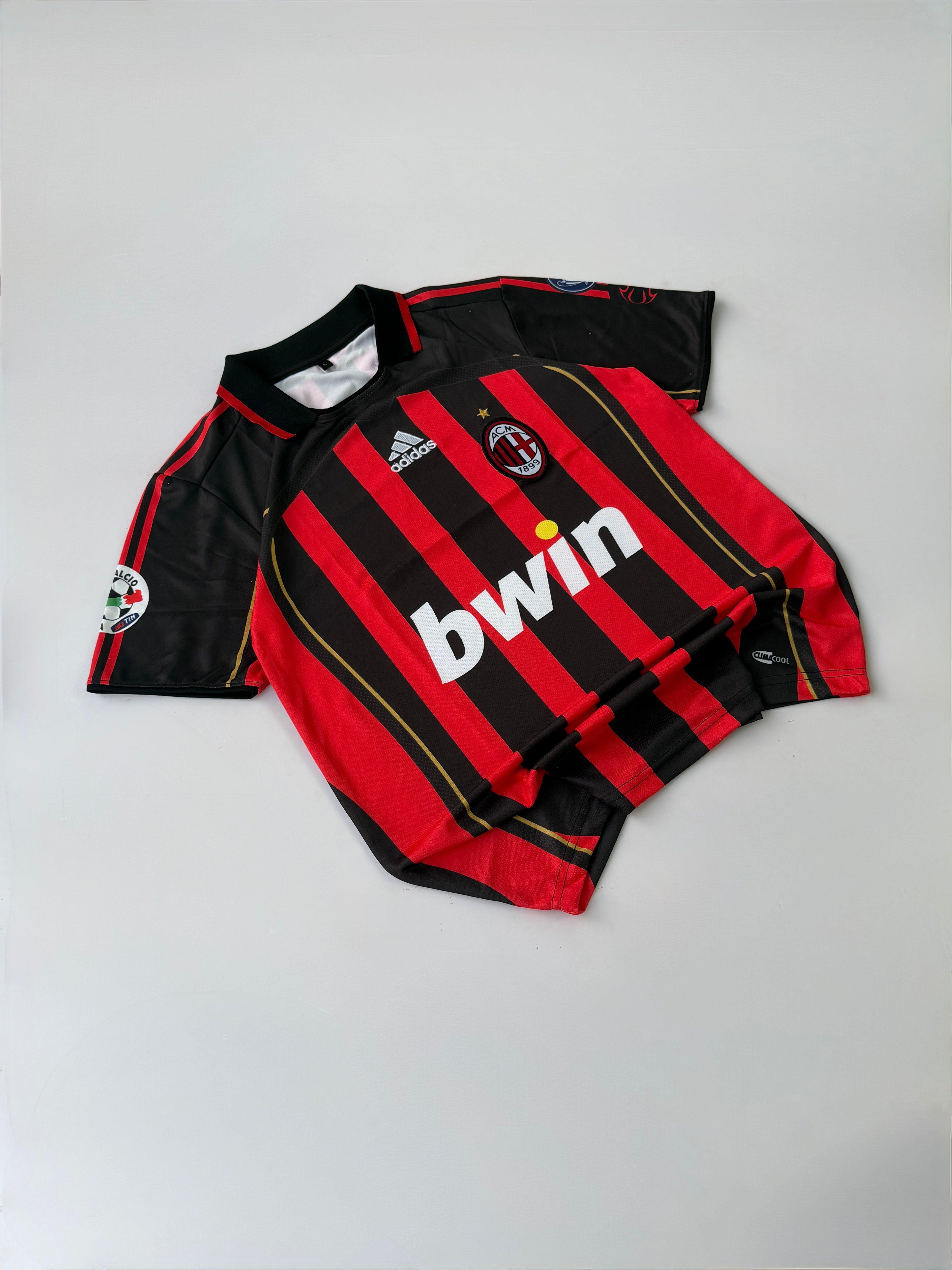 MALDINI 3 ACMILAN 2006/07 RETRO HOME KIT EMBROIDERY COLLER