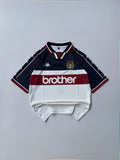 KINKLADZE MANCHESTER CITY 1997/98 RETRO AWAY KIT FIVE SLEEVE EMBROIDERY