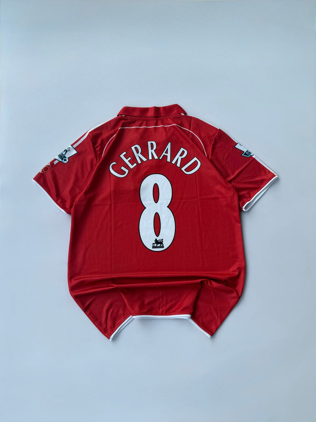 GERRARD 8 LIVERPOOL 2006/08 RETRO HOME KIT EMBROIDERY POLO