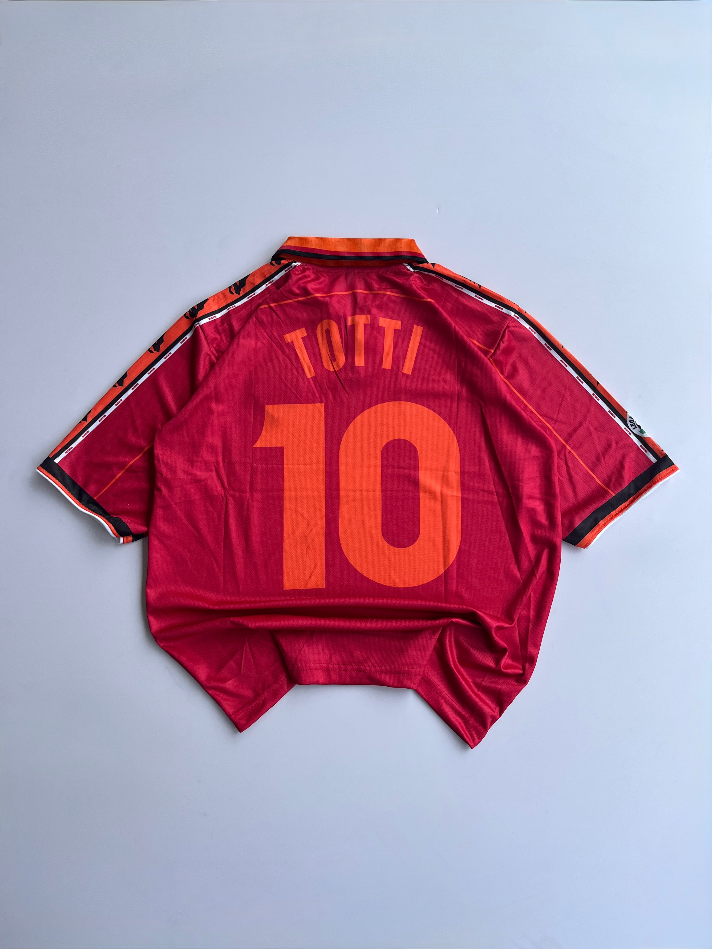 TOTTI 10 AS ROMA 1998/99 RETRO HOME KIT FIVE SLEEVE EMBROIDERY POLO