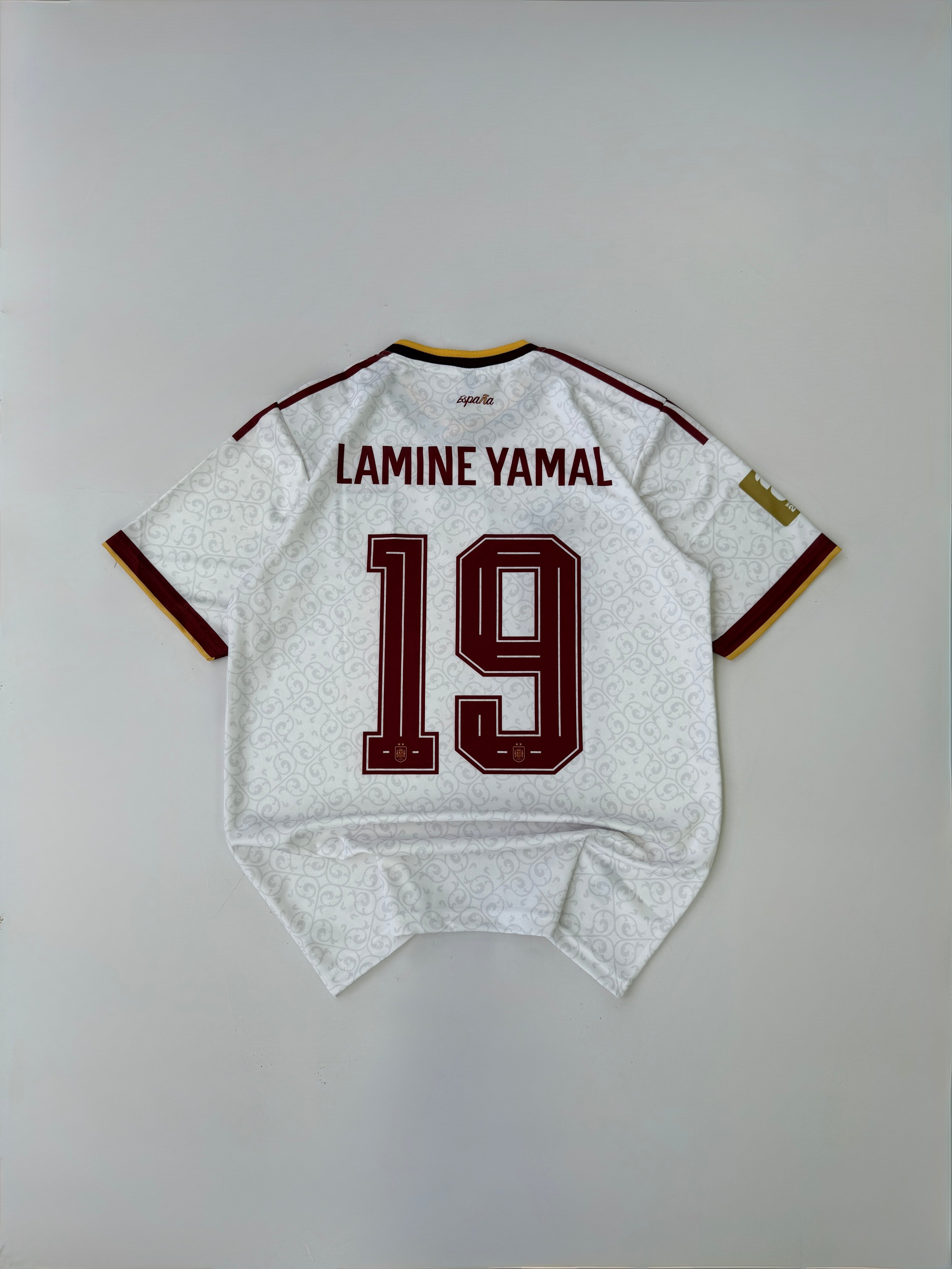 TWO STAR LAMINE YAMAL 19 SPAIN 2026 WORLD CUP AWAY CHAMPIONS KIT 
EMBROIDERY