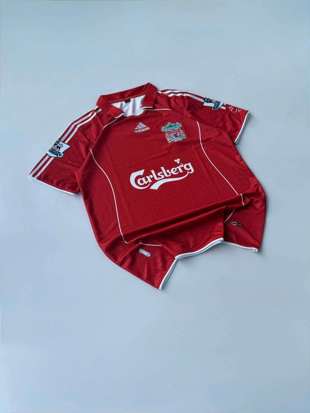 GERRARD 8 LIVERPOOL 2006/08 RETRO HOME KIT EMBROIDERY POLO