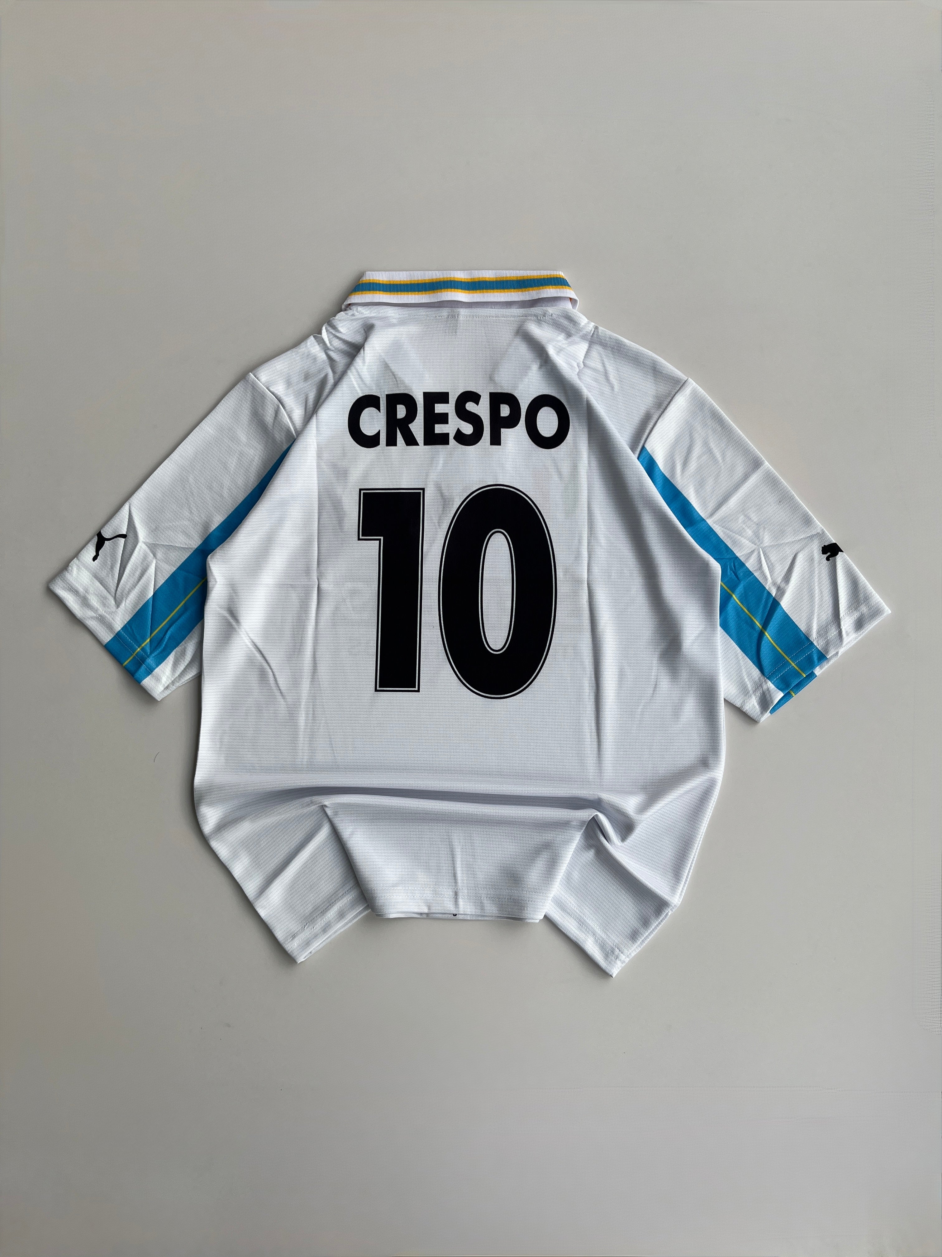 CRESPO 10 LAZIO 1999/01 RETRO HOME KIT FIVE SLEEVE EMBROIDERY POLO
