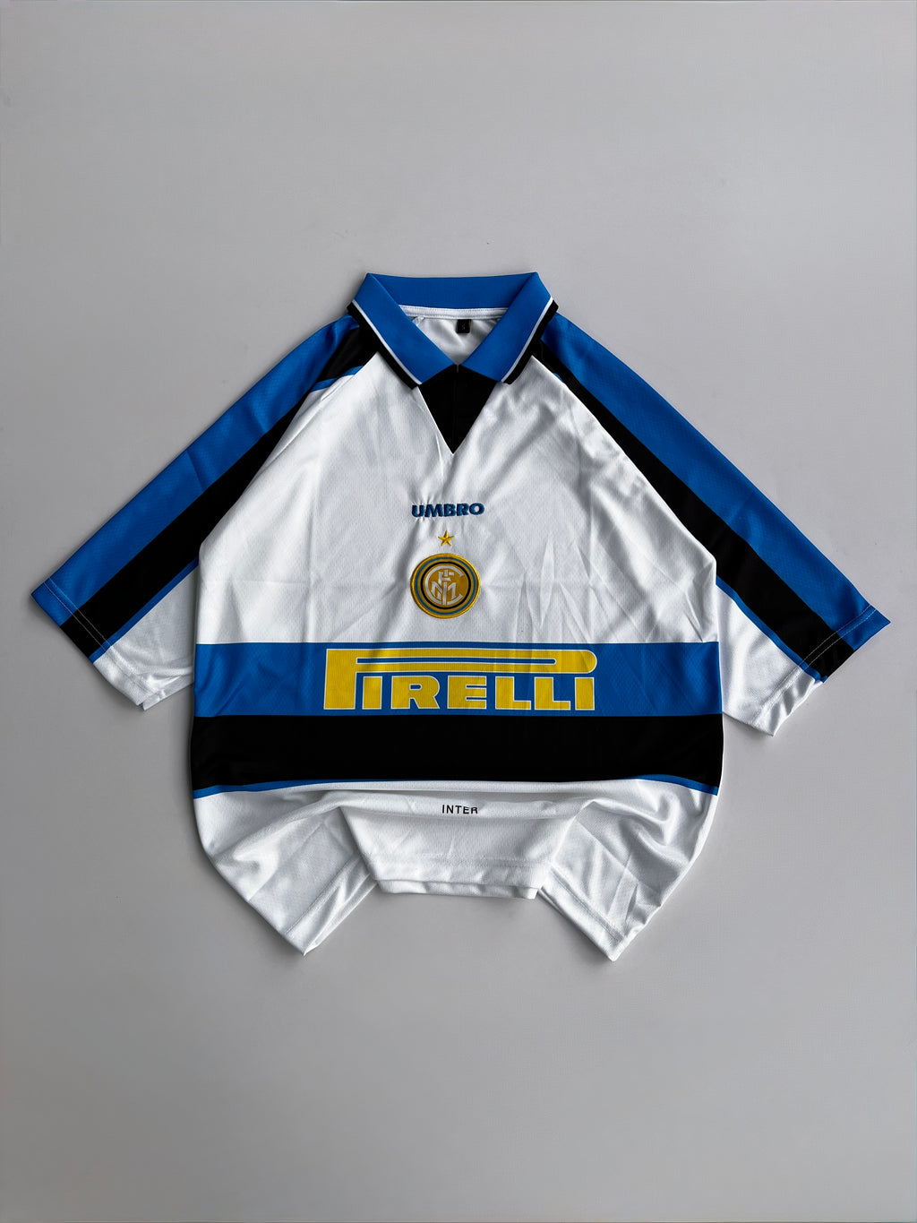 ZANETTI 9 INTERMILAN 1996/97 SEASON RETRO AWAY KIT FIVE SLEEVE EMBROIDERY POLO