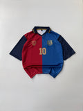 FC BARCELONA 10 INSPIRED KIT RETRO STYLE FIVE SLEEVE COLLER
