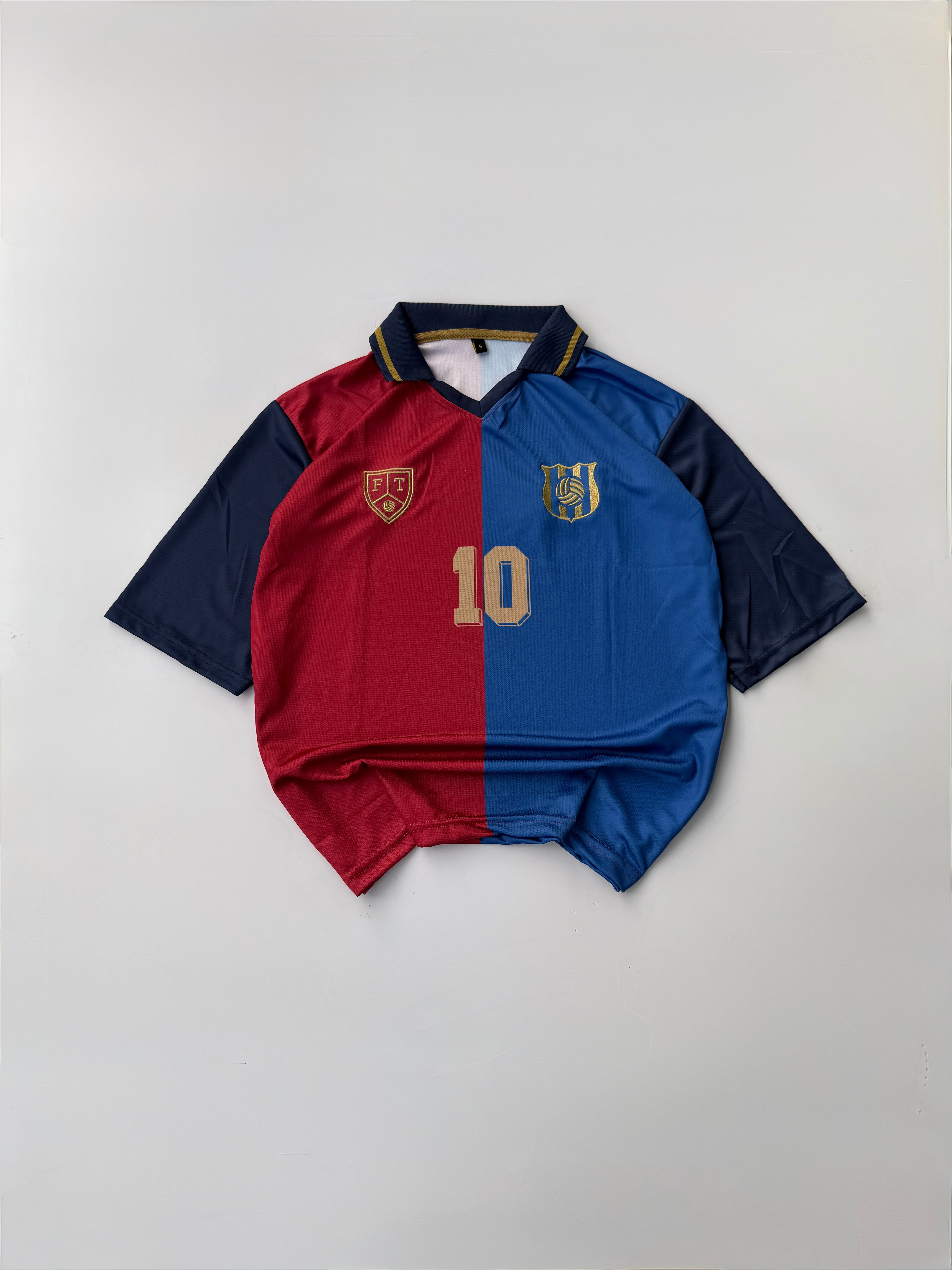 FC BARCELONA 10 INSPIRED KIT RETRO STYLE FIVE SLEEVE COLLER