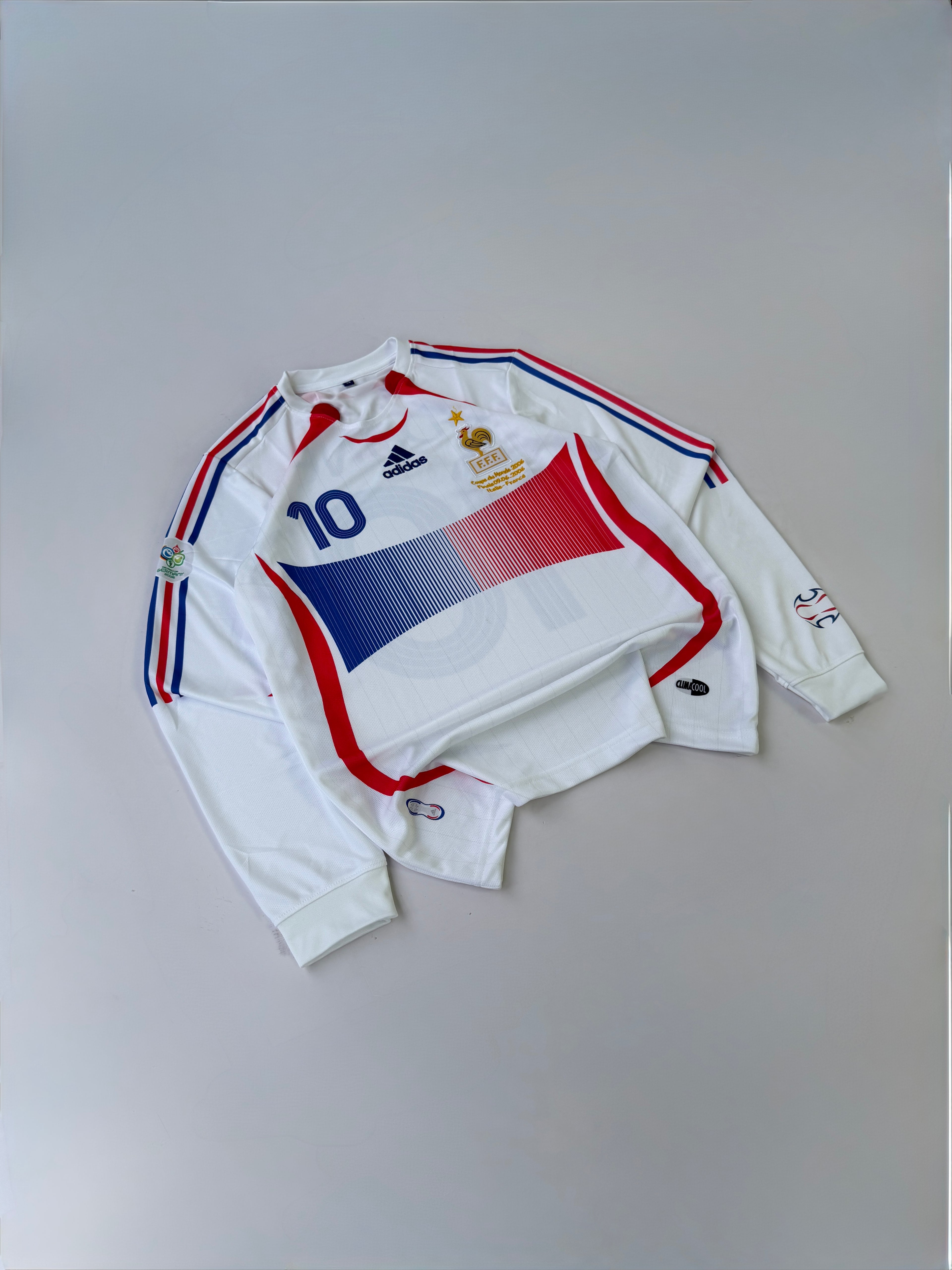ZIDANE 10 FRANCE 2006 WORLD CUP RETRO AWAY KIT FULL SLEEVE EMBROIDERY