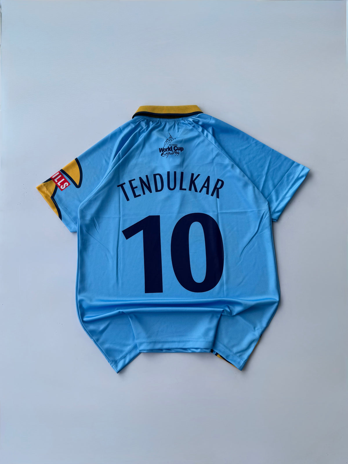 TENDULKAR 10 INDIAN 1999 CRICKET WORLD CUP RETRO POLO KIT EMBROIDERY