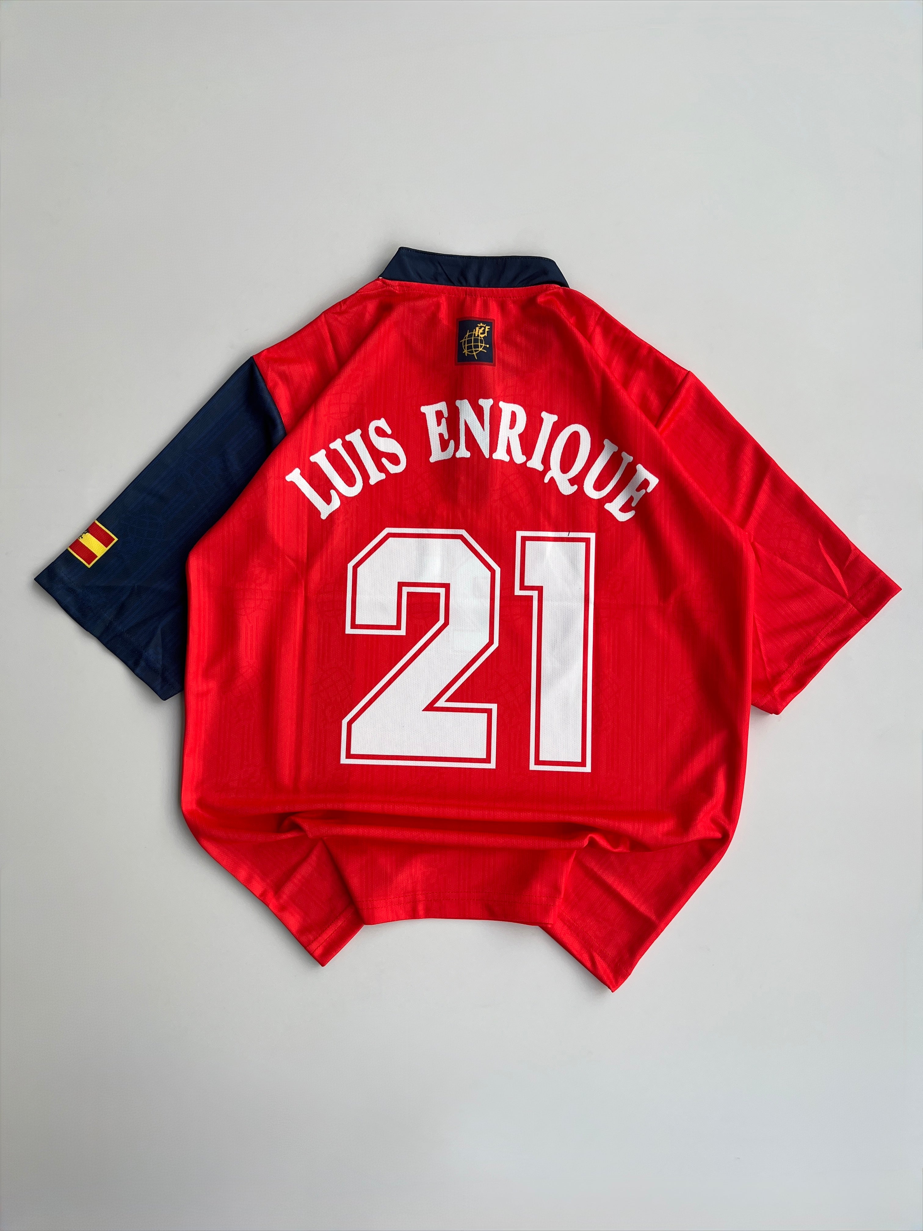 LUIS ENRIQUE 21 SPAIN 1996 HOME KIT EMBROIDERY FIVE SLEEVE KIT
