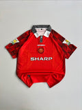 BECKHAM 7 MANCHESTER UNITED 1996/98 RETRO HOME KIT EMBROIDERY POLO