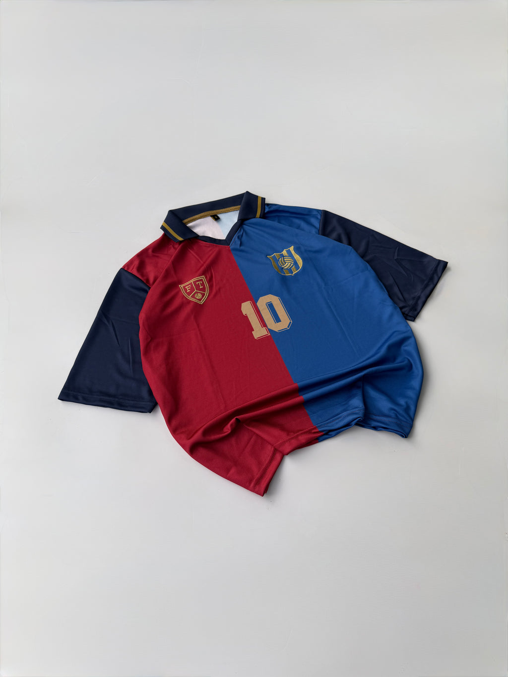 FC BARCELONA 10 INSPIRED KIT RETRO STYLE FIVE SLEEVE COLLER