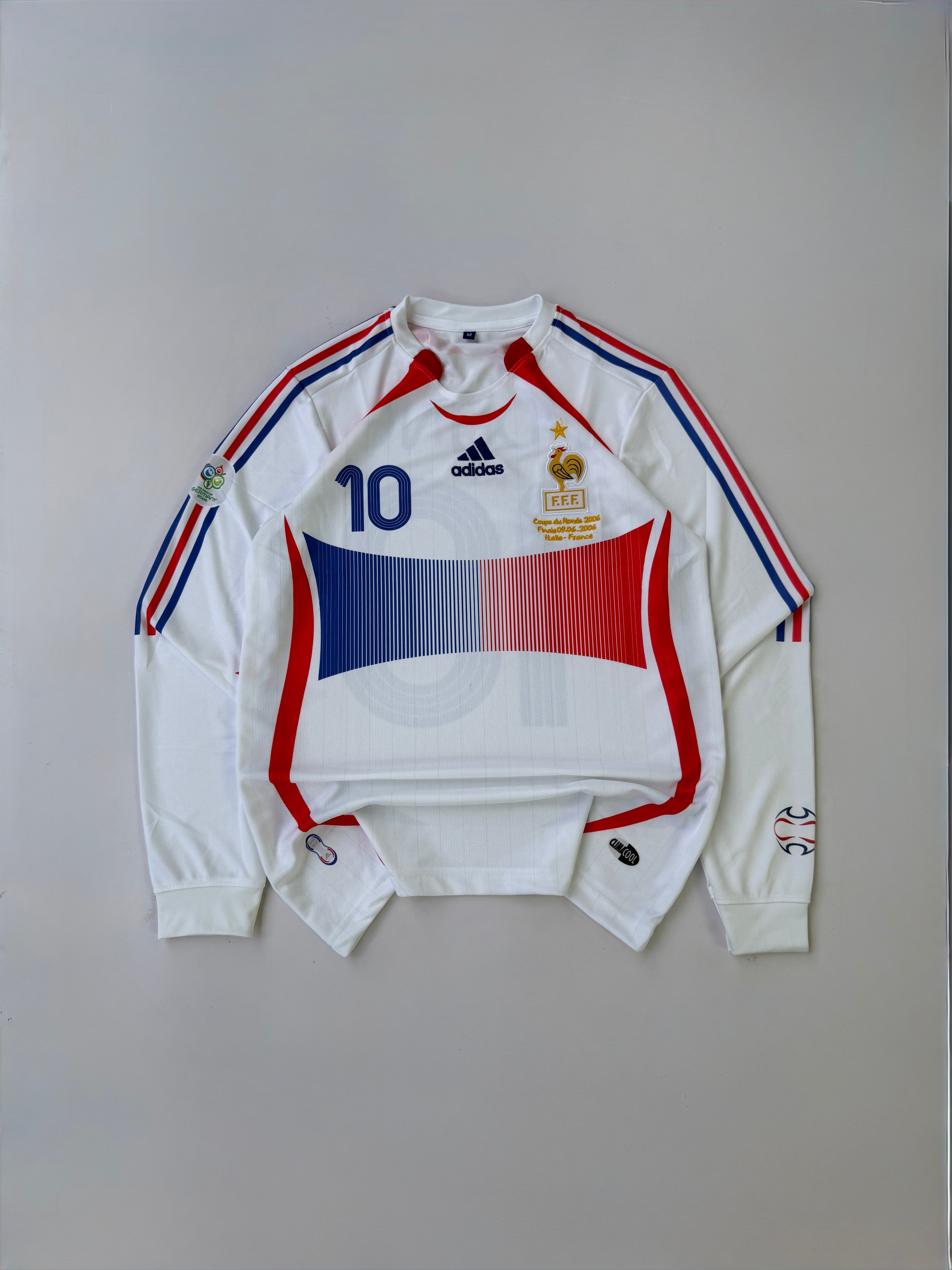 ZIDANE 10 FRANCE 2006 WORLD CUP RETRO AWAY KIT FULL SLEEVE EMBROIDERY