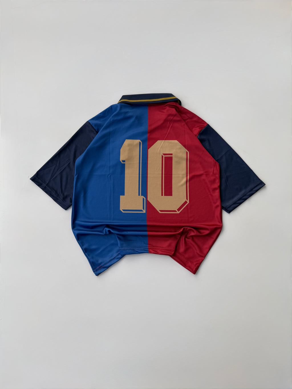 FC BARCELONA 10 INSPIRED KIT RETRO STYLE FIVE SLEEVE COLLER