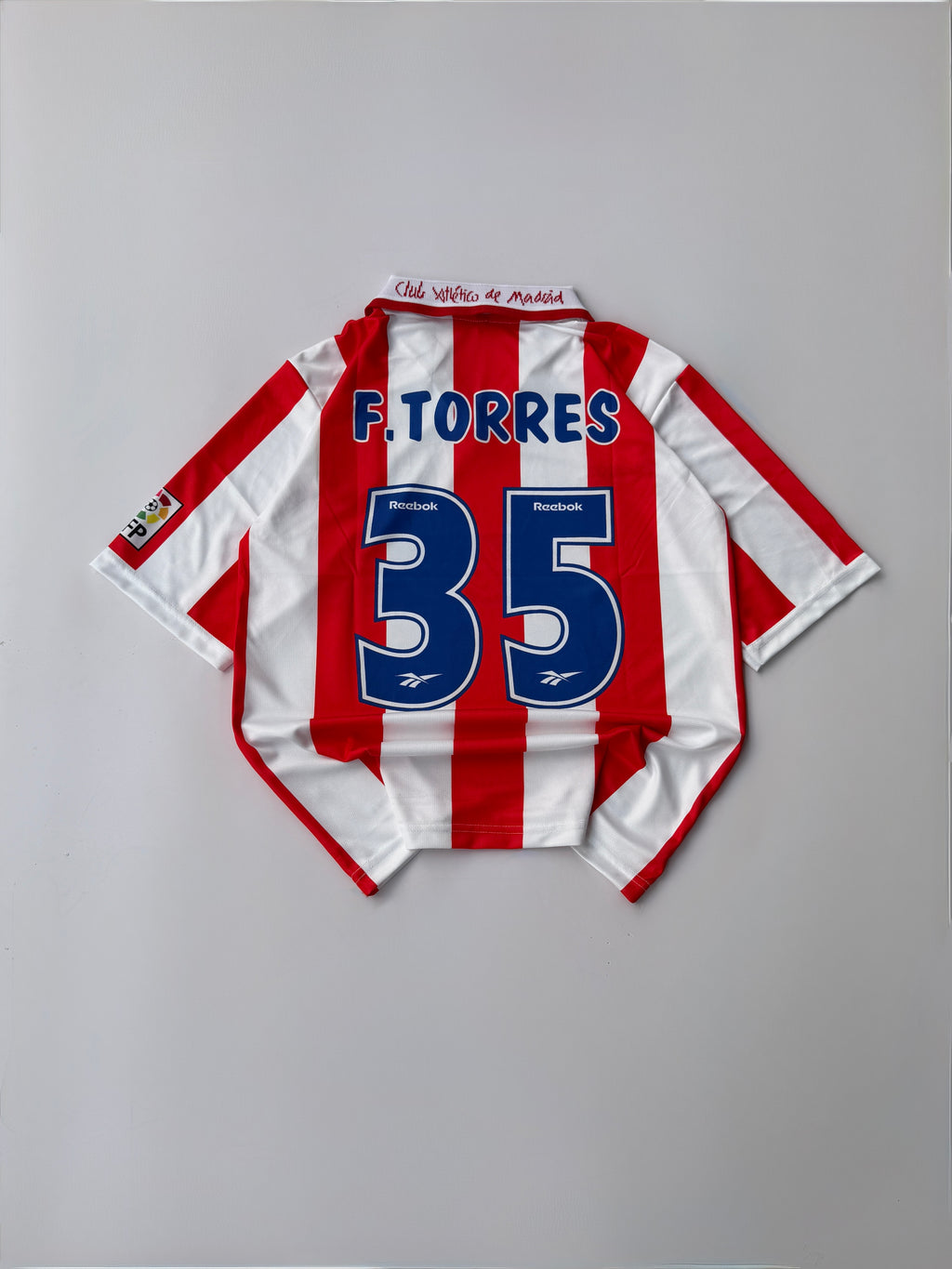 F.TORRES 35 ATLETICO MADRID 2000/01 RETRO HOME KIT EMBROIDERY FIVE SLEEVE