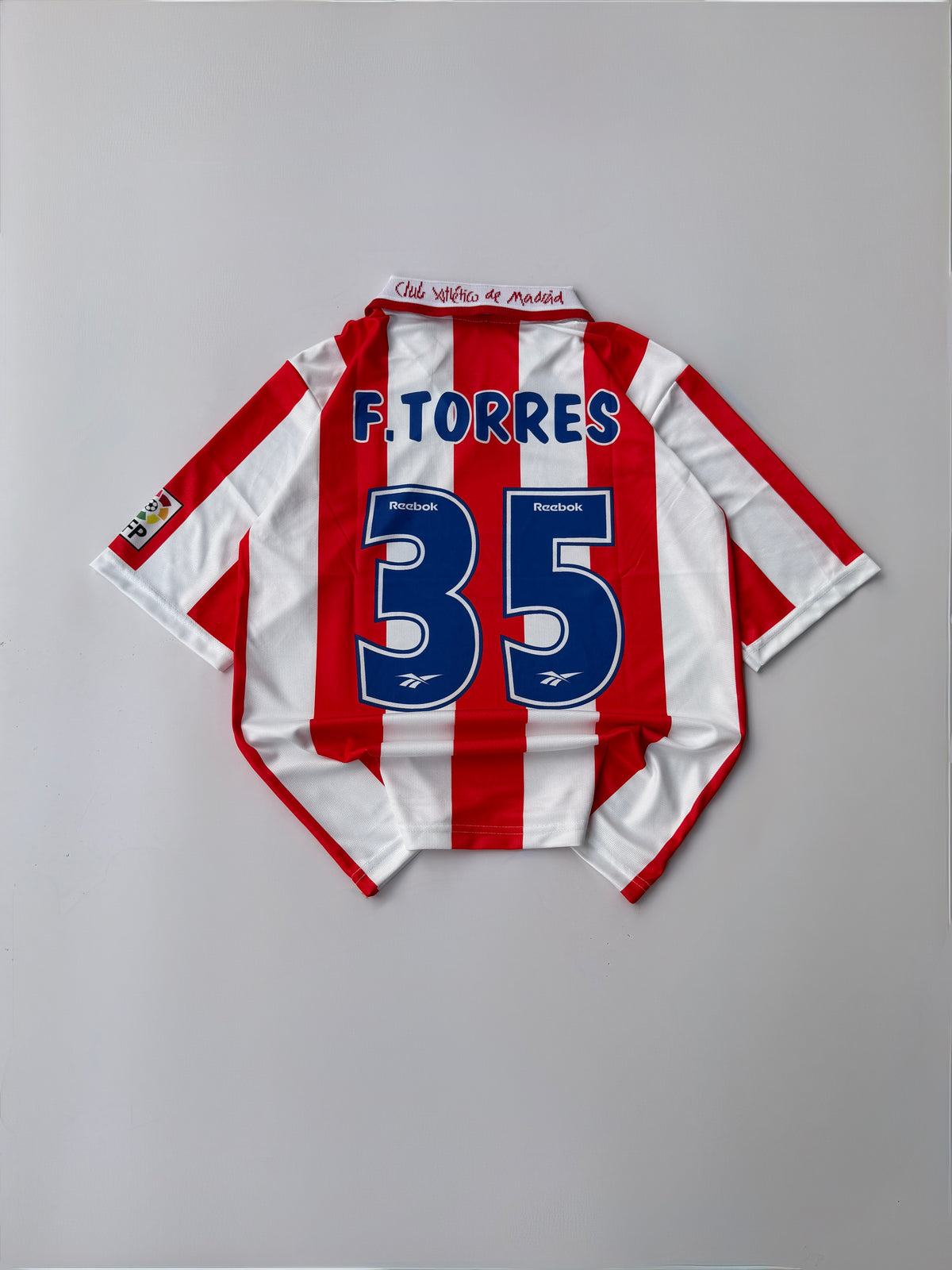 F.TORRES 35 ATLETICO MADRID 2000/01 RETRO HOME KIT EMBROIDERY FIVE SLEEVE