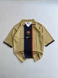 PUYOL 24 BARCELONA 2001/02 AWAY KIT FIVE SLEEVE EMBROIDERY POLO