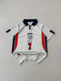 BECKHAM 7 ENGLAND 1998 WORLD CUP RETRO HOME KIT EMBROIDERY POLO