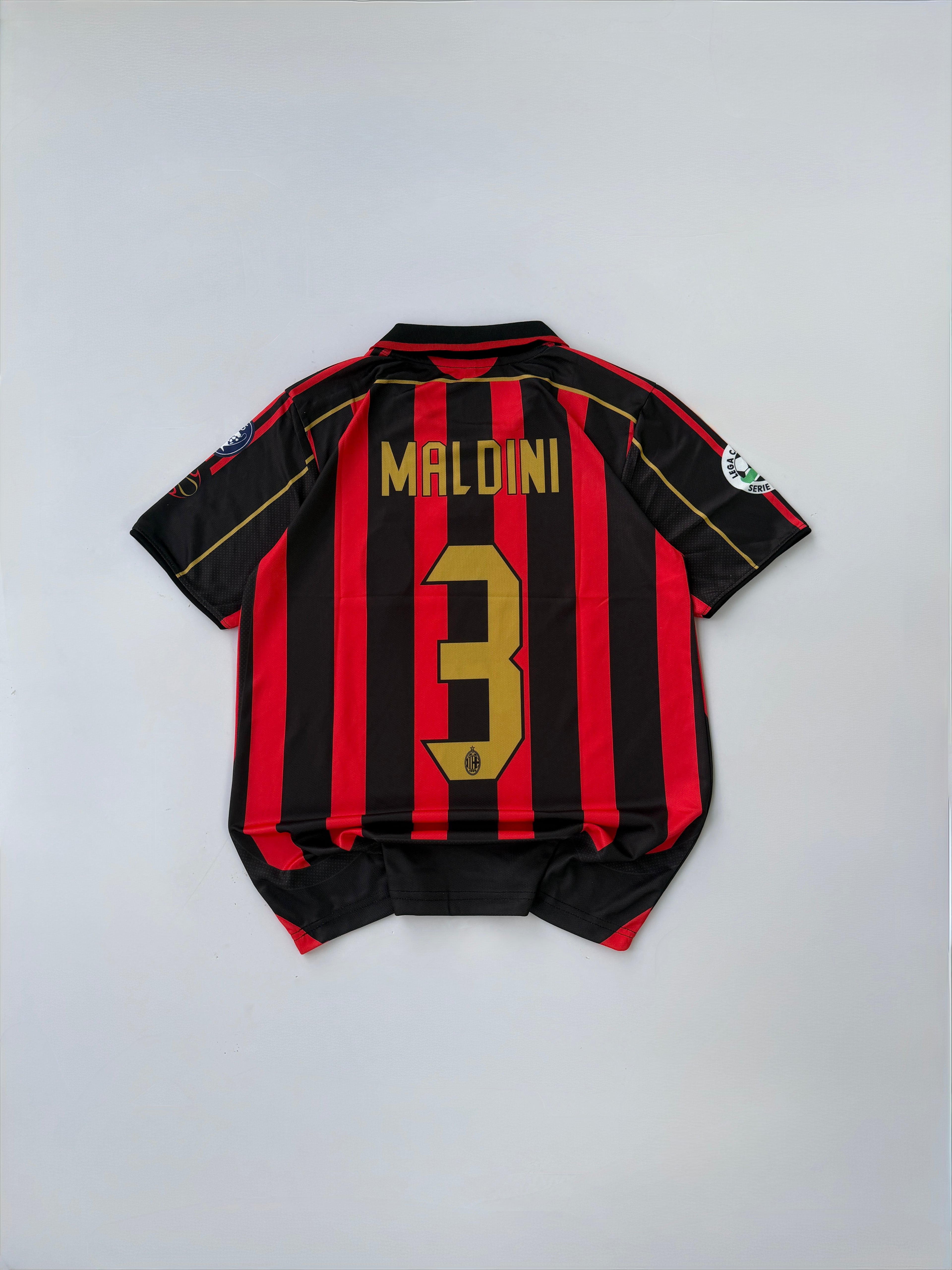 MALDINI 3 ACMILAN 2006/07 RETRO HOME KIT EMBROIDERY COLLER