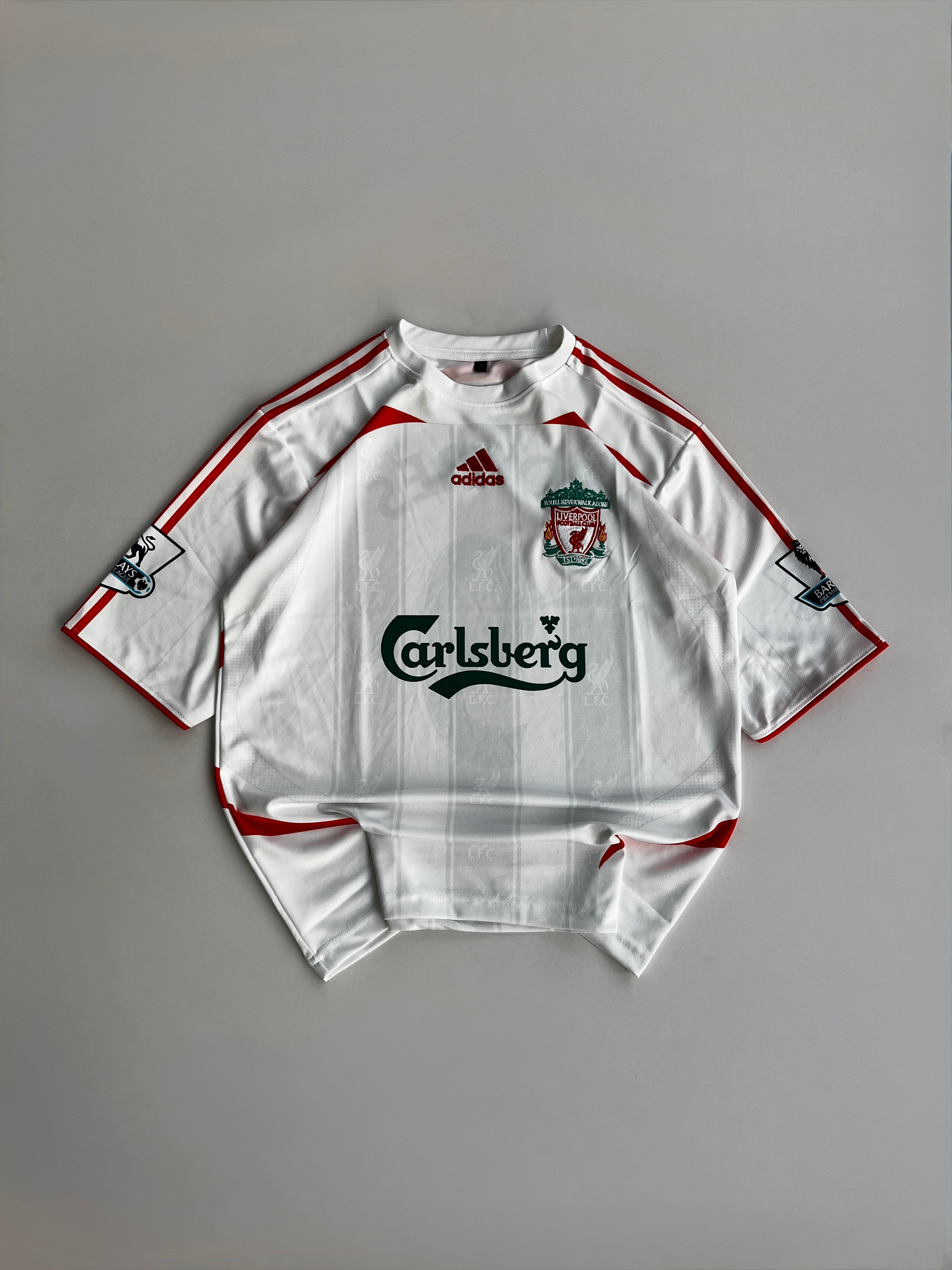 TORRES 9 LIVERPOOL 2007/08 RETRO AWAY KIT FIVE SLEEVE EMBROIDERY