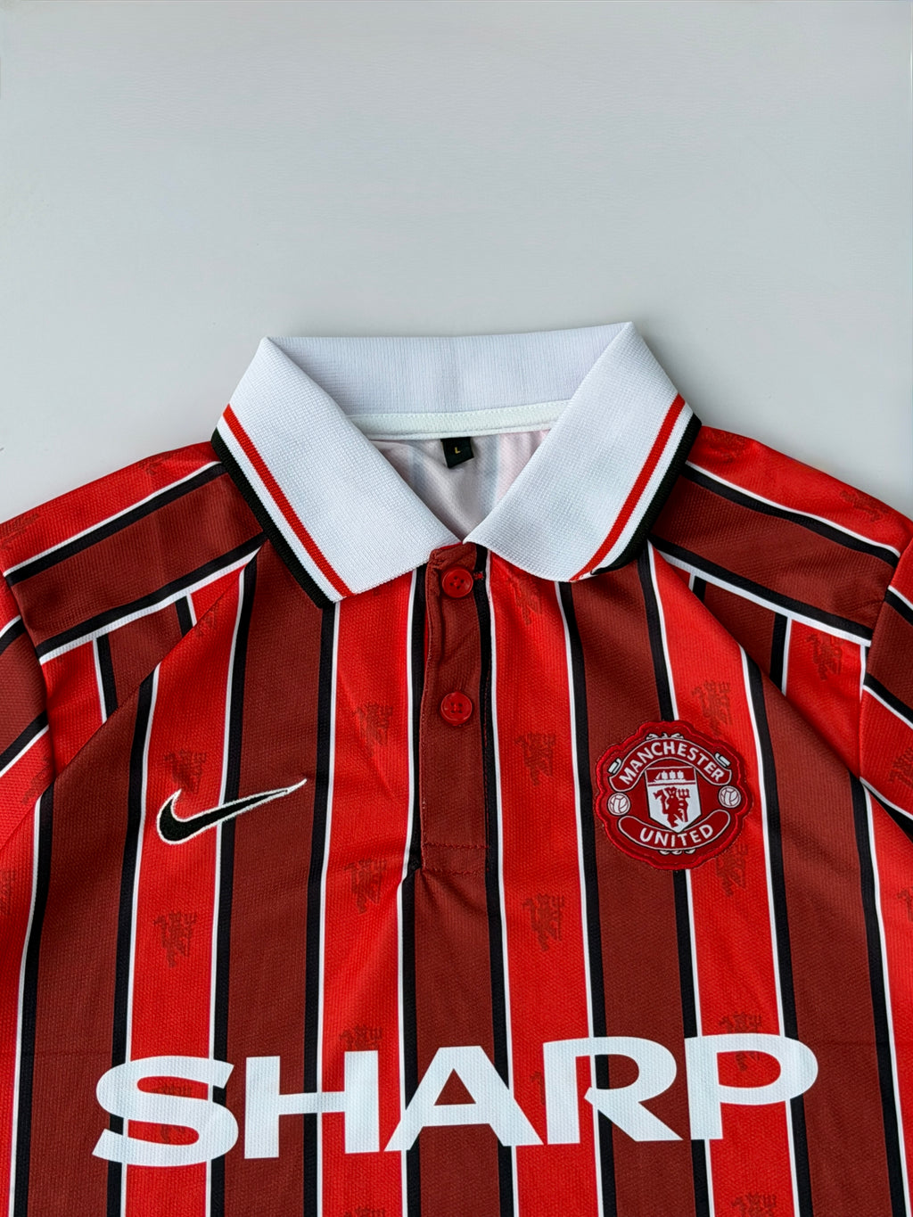 BECKHAM 7 MANCHESTER UNITED RETRO STYLE POLO KIT EMBROIDERY