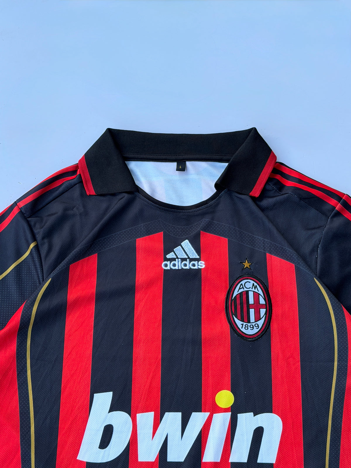 MALDINI 3 ACMILAN 2006/07 RETRO HOME KIT EMBROIDERY COLLER