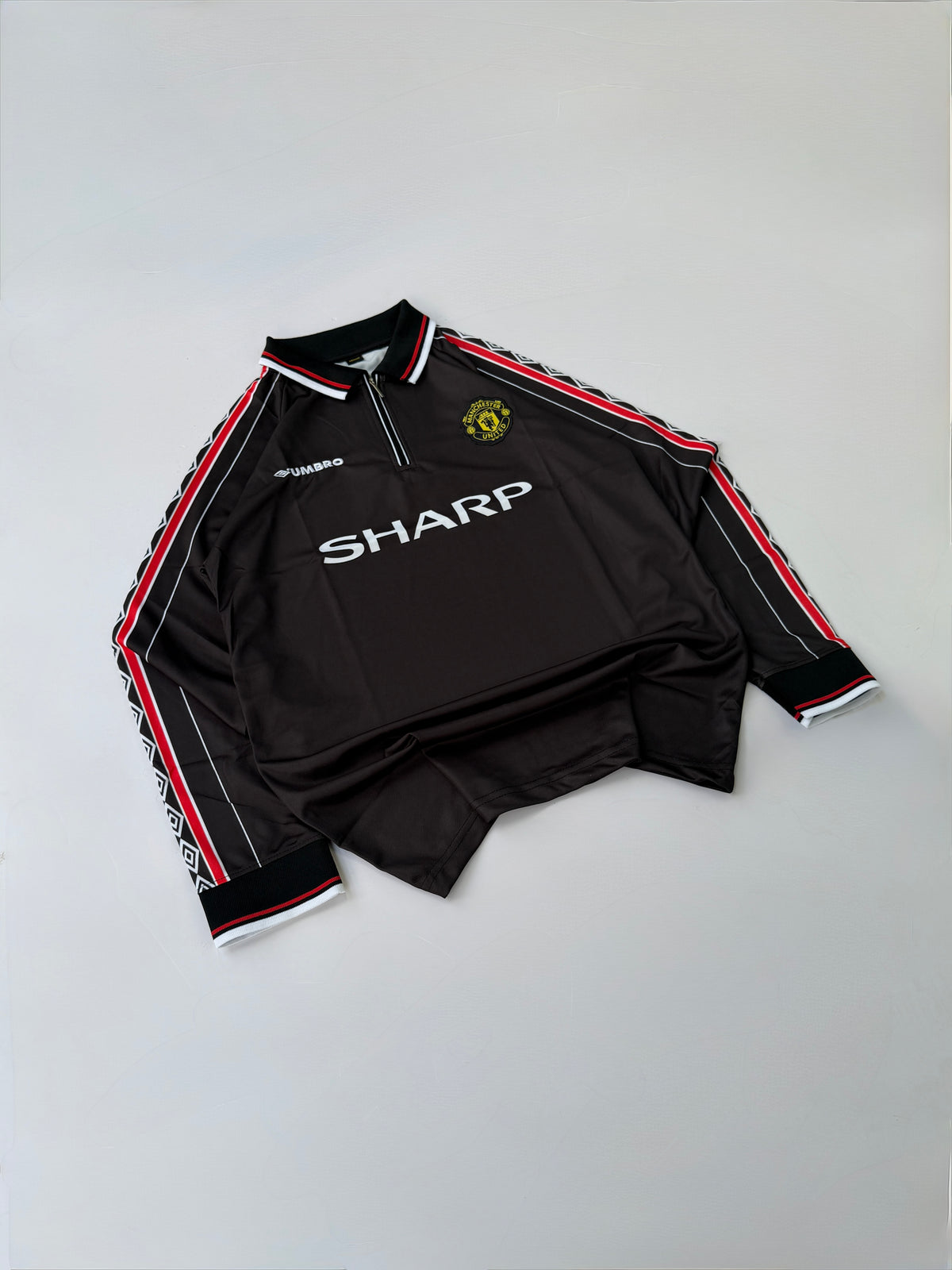 BECKHAM 7 MANCHESTER UNITED 1998/99 RETRO AWAY KIT EMBROIDERY FULL SLEEVE POLO