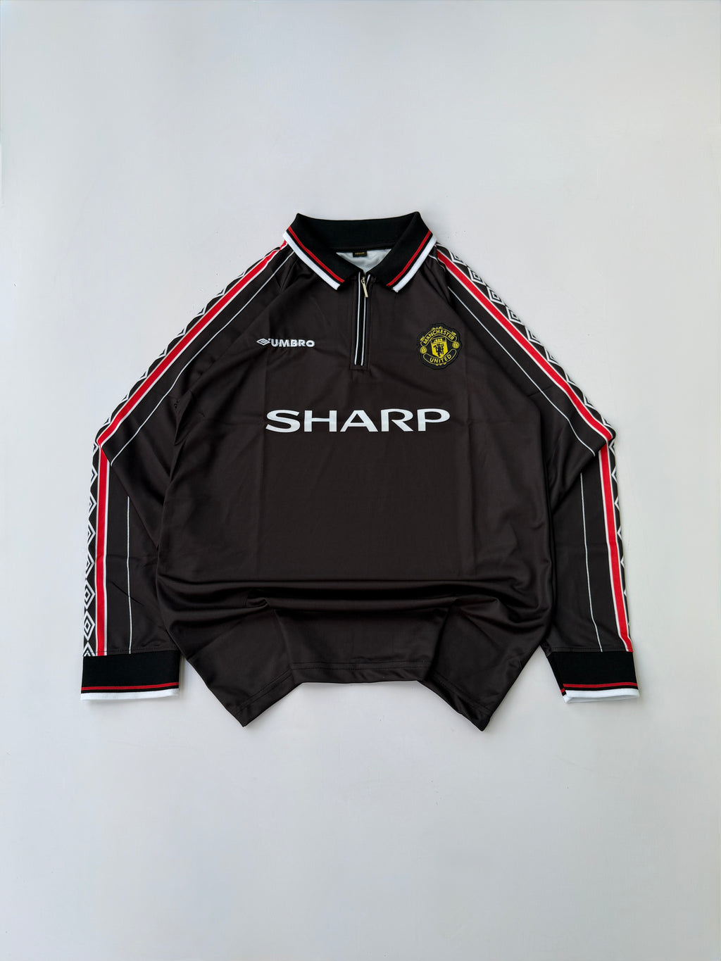 BECKHAM 7 MANCHESTER UNITED 1998/99 RETRO AWAY KIT EMBROIDERY FULL SLEEVE POLO
